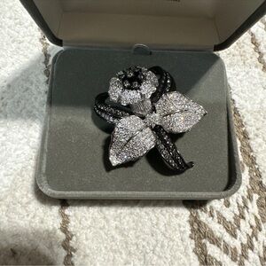 Nolan Miller Silver and Black Sparkling Orchid Brooch